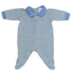 Ralph Lauren Blue and White Striped Baby Footie